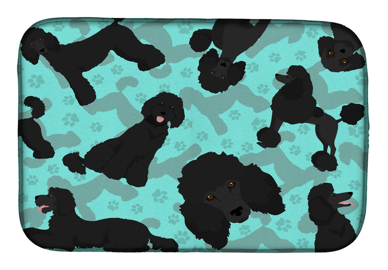 Black Standard Poodle Dish Drying Mat – Absorbent, Artistic Kitchen Essentials
