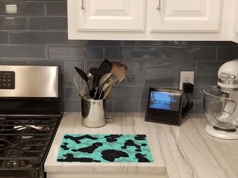 Black Standard Poodle Glass Cutting Boards – Durable, Decorative Kitchen Art Large
