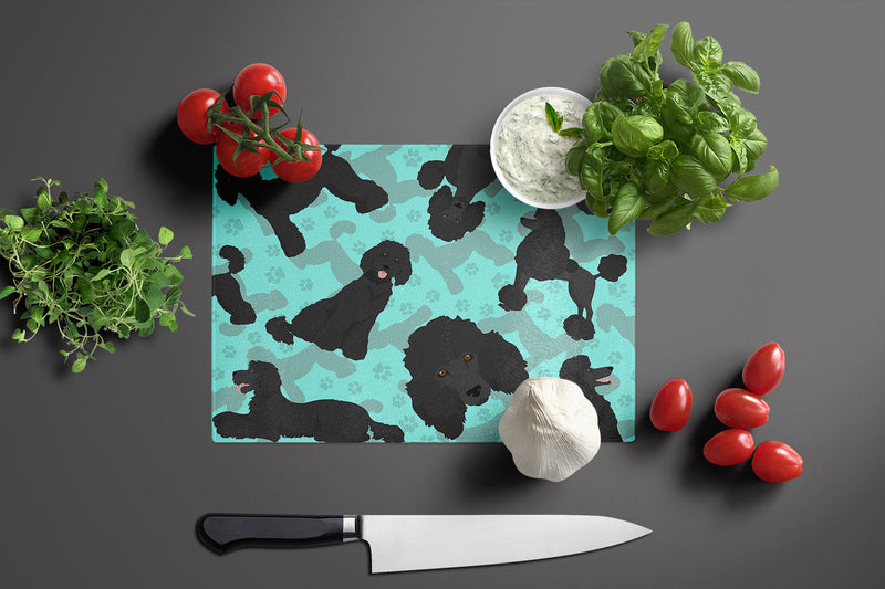 Black Standard Poodle Glass Cutting Boards – Durable, Decorative Kitchen Art Large
