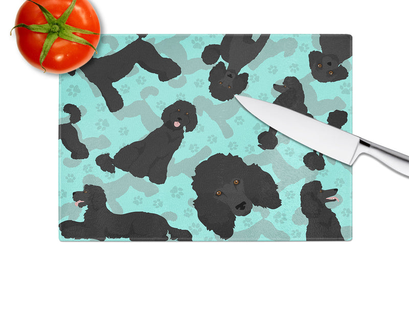 Black Standard Poodle Glass Cutting Boards – Durable, Decorative Kitchen Art Large