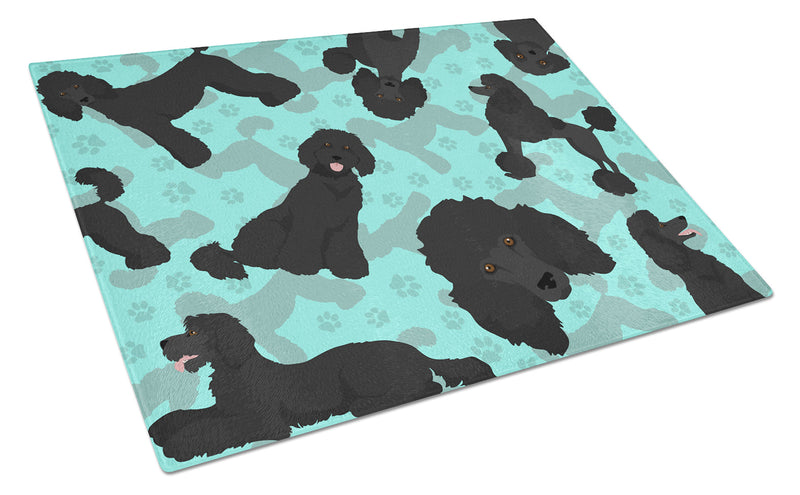 Black Standard Poodle Glass Cutting Boards – Durable, Decorative Kitchen Art Large