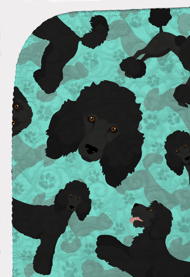 Black Standard Poodle Quilted Blanket 50x60