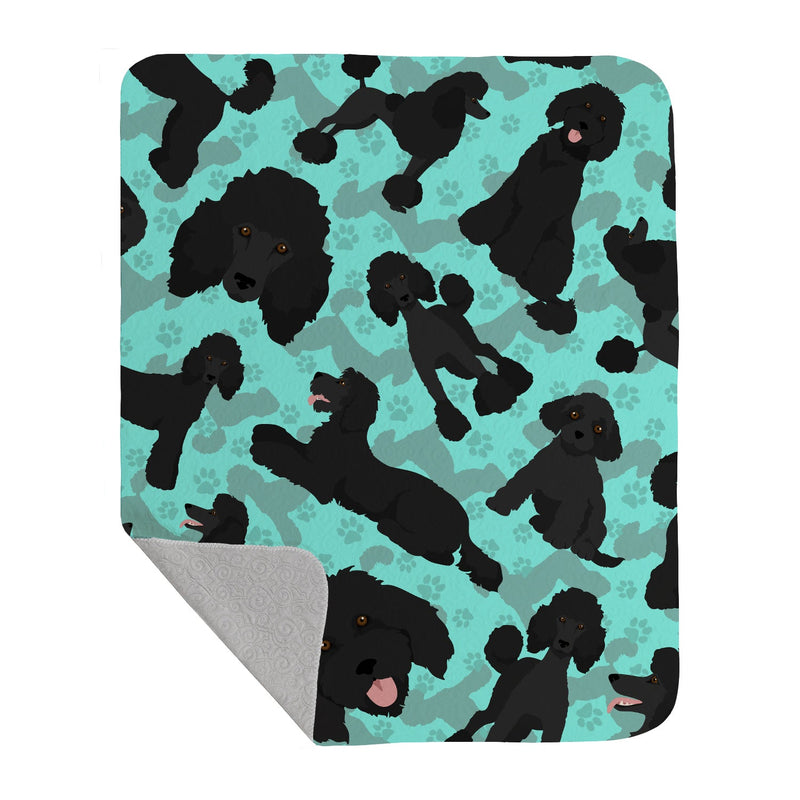 Black Standard Poodle Quilted Blanket 50x60