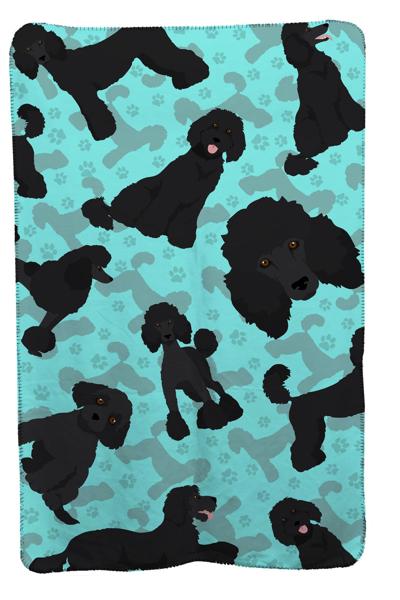 Black Standard Poodle Soft Travel Blanket with Bag