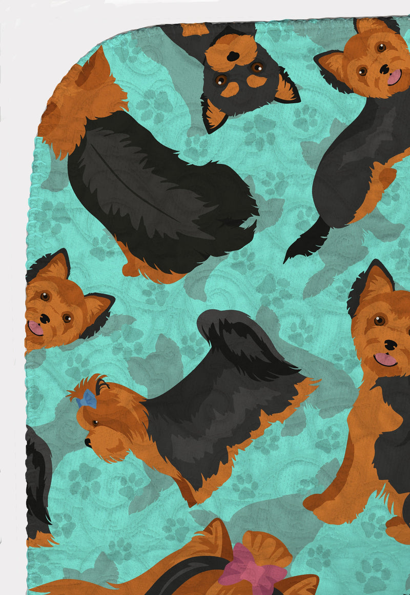 Black and Tan Yorkie Quilted Blanket 50x60