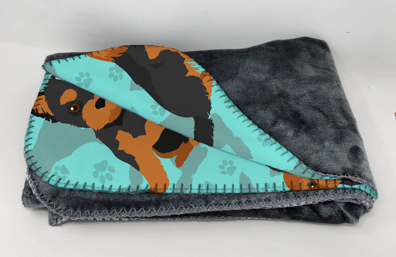 Black and Tan Yorkie Soft Travel Blanket with Bag