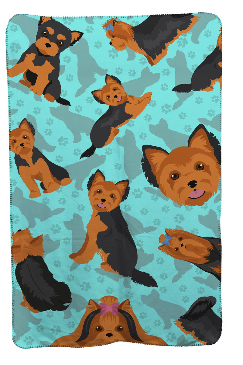 Black and Tan Yorkie Soft Travel Blanket with Bag