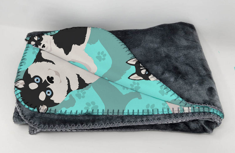 Siberian Husky Soft Travel Blanket with Bag