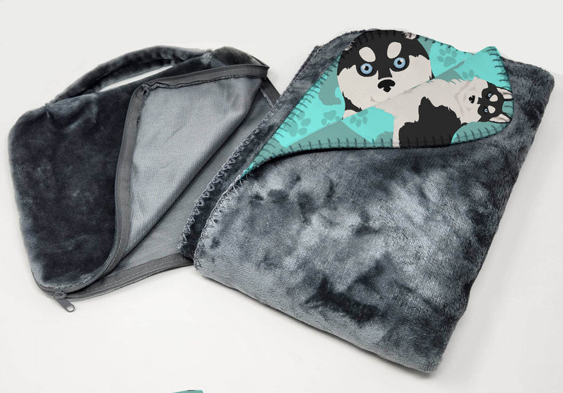 Siberian Husky Soft Travel Blanket with Bag