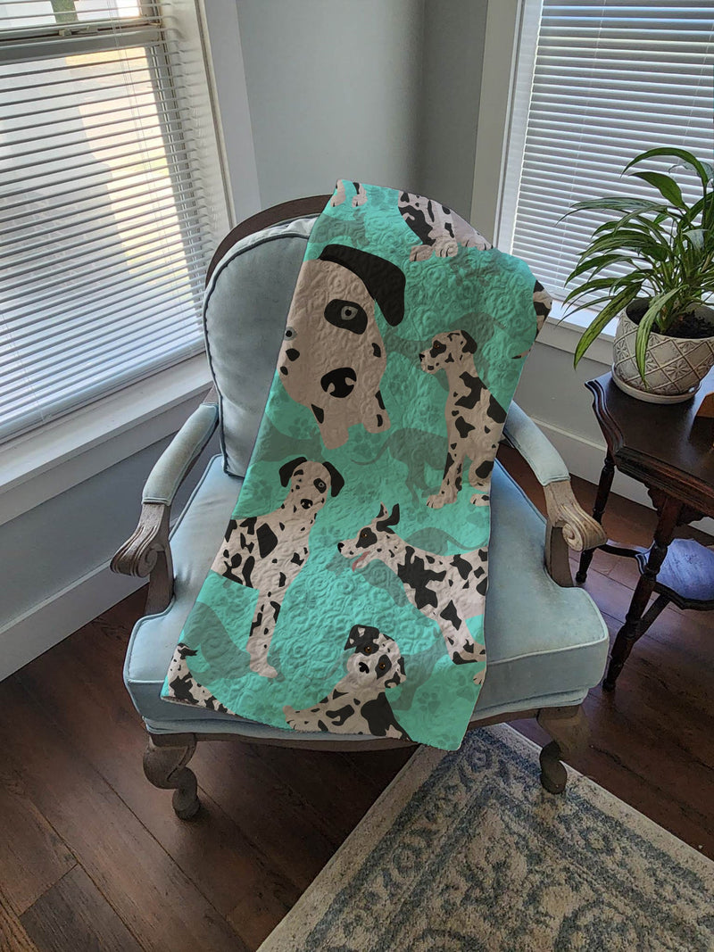 Harlequin Natural Ears Great Dane Quilted Blanket 50x60