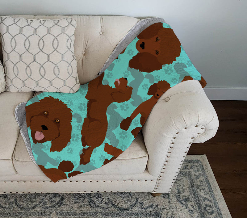 Chocolate Standard Poodle Quilted Blanket 50x60