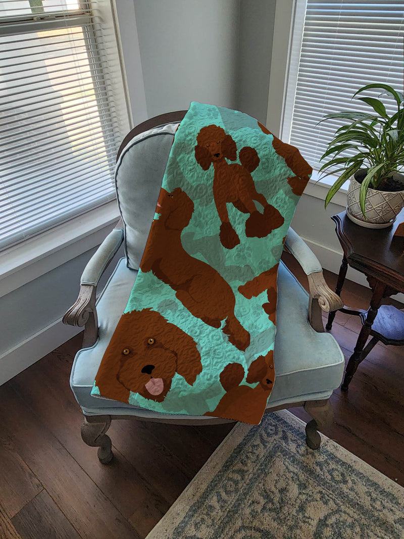 Chocolate Standard Poodle Quilted Blanket 50x60