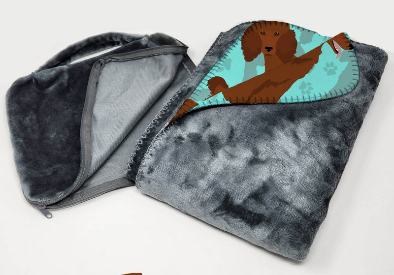 Chocolate Standard Poodle Soft Travel Blanket with Bag