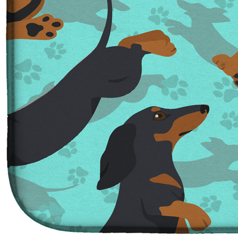 Black and Tan Dachshund Dish Drying Mat – Absorbent, Artistic Kitchen Essentials