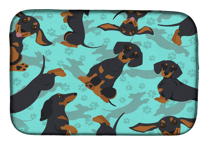 Black and Tan Dachshund Dish Drying Mat – Absorbent, Artistic Kitchen Essentials