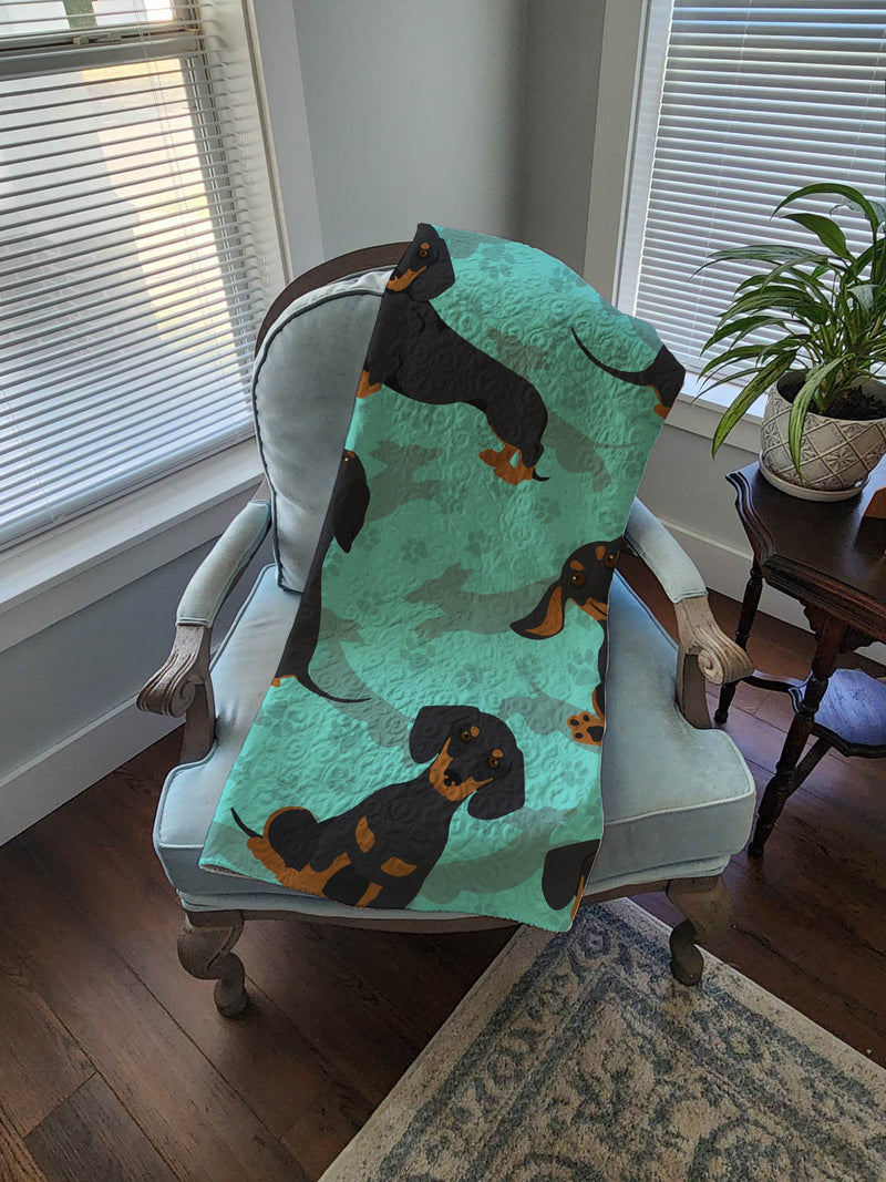 Black and Tan Dachshund Quilted Blanket 50x60