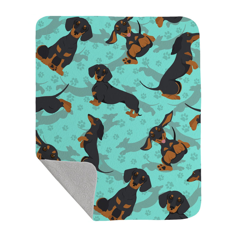 Black and Tan Dachshund Quilted Blanket 50x60