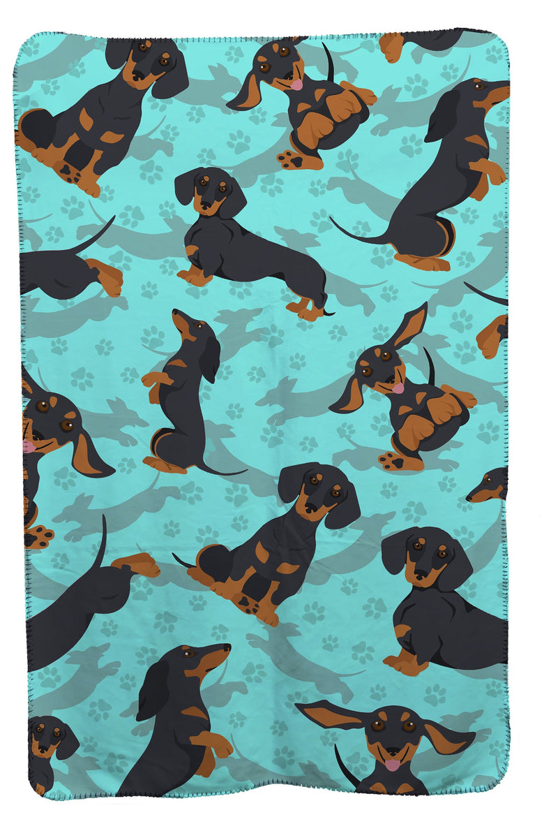 Black and Tan Dachshund Soft Travel Blanket with Bag