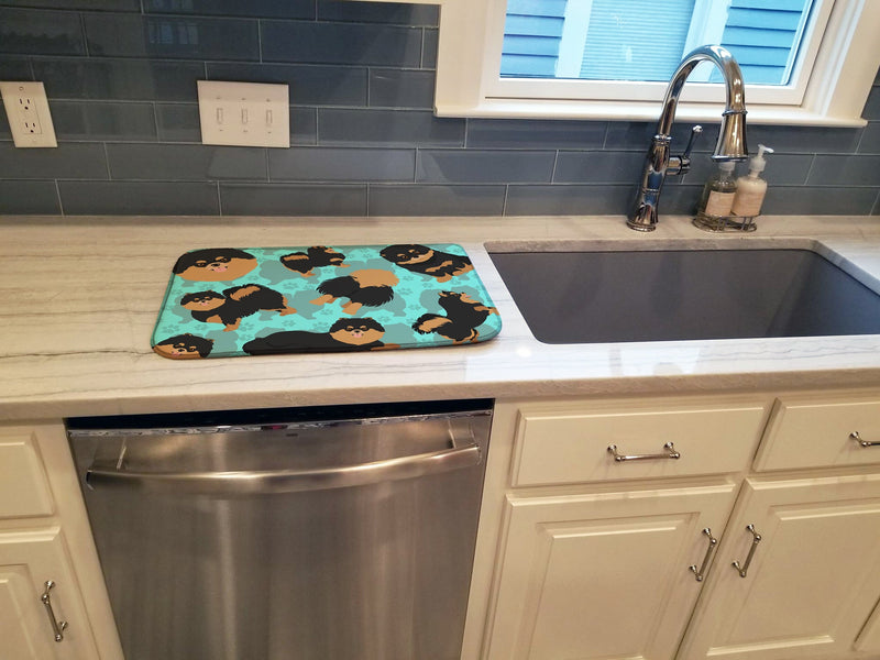 Black and Tan Pomeranian Dish Drying Mat – Absorbent, Artistic Kitchen Essentials