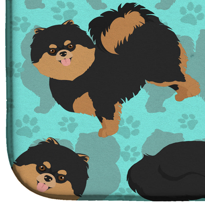 Black and Tan Pomeranian Dish Drying Mat – Absorbent, Artistic Kitchen Essentials