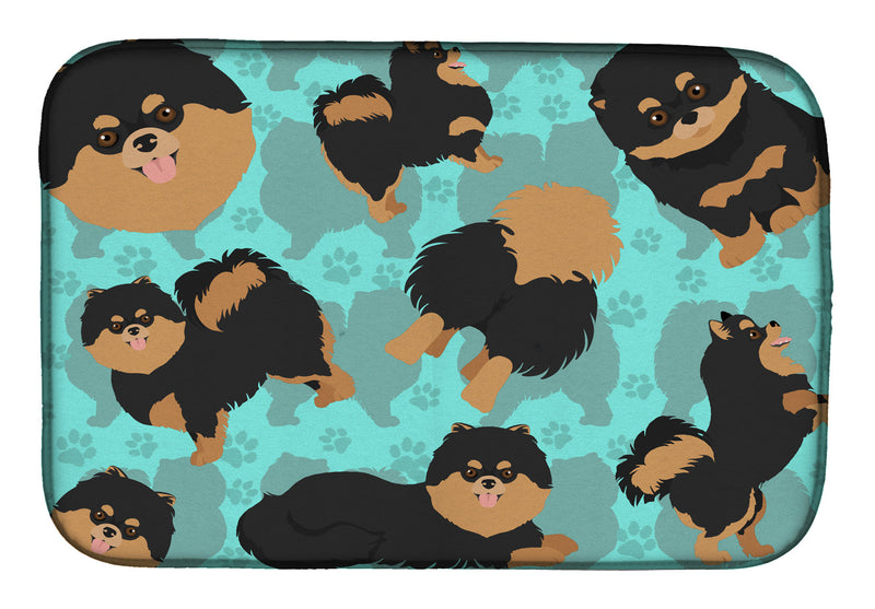 Black and Tan Pomeranian Dish Drying Mat – Absorbent, Artistic Kitchen Essentials