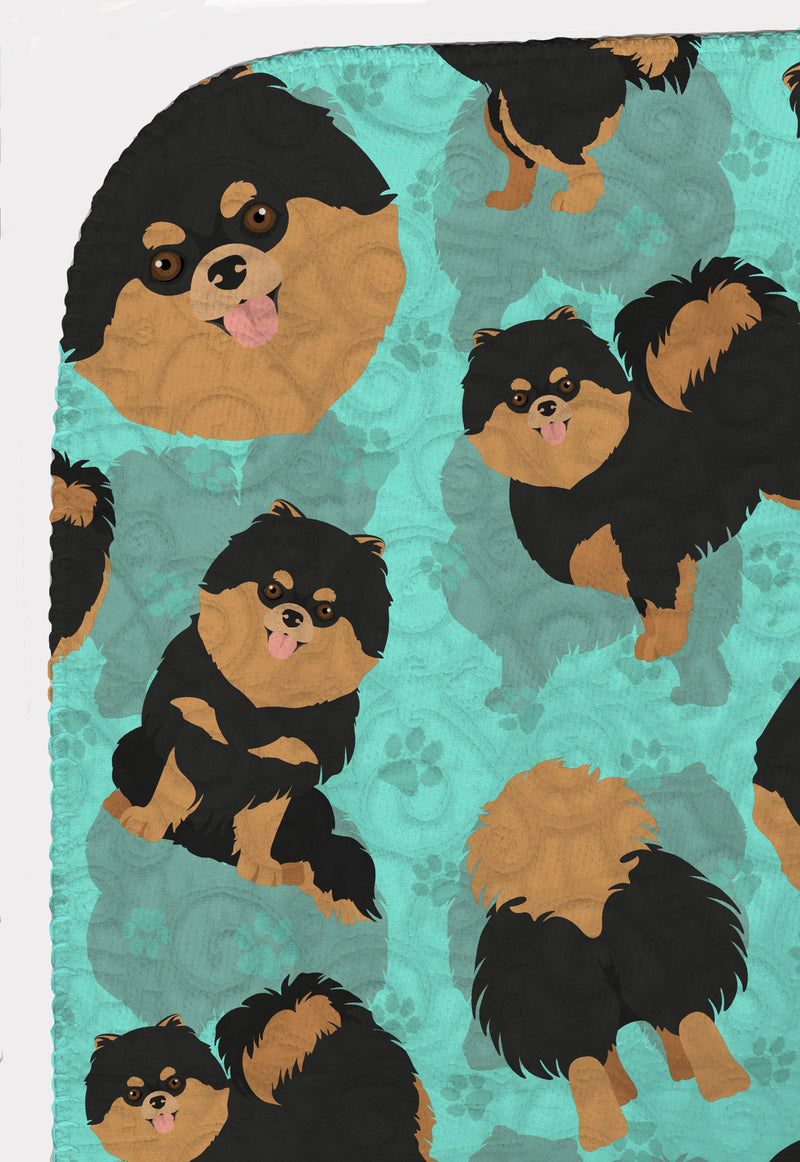 Black and Tan Pomeranian Quilted Blanket 50x60