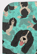 Black and White English Springer Spaniel Quilted Blanket 50x60 Artwork Pattern Quilted Throw Blanket for Bed, Couch, Sofa, Soft and Lightweight