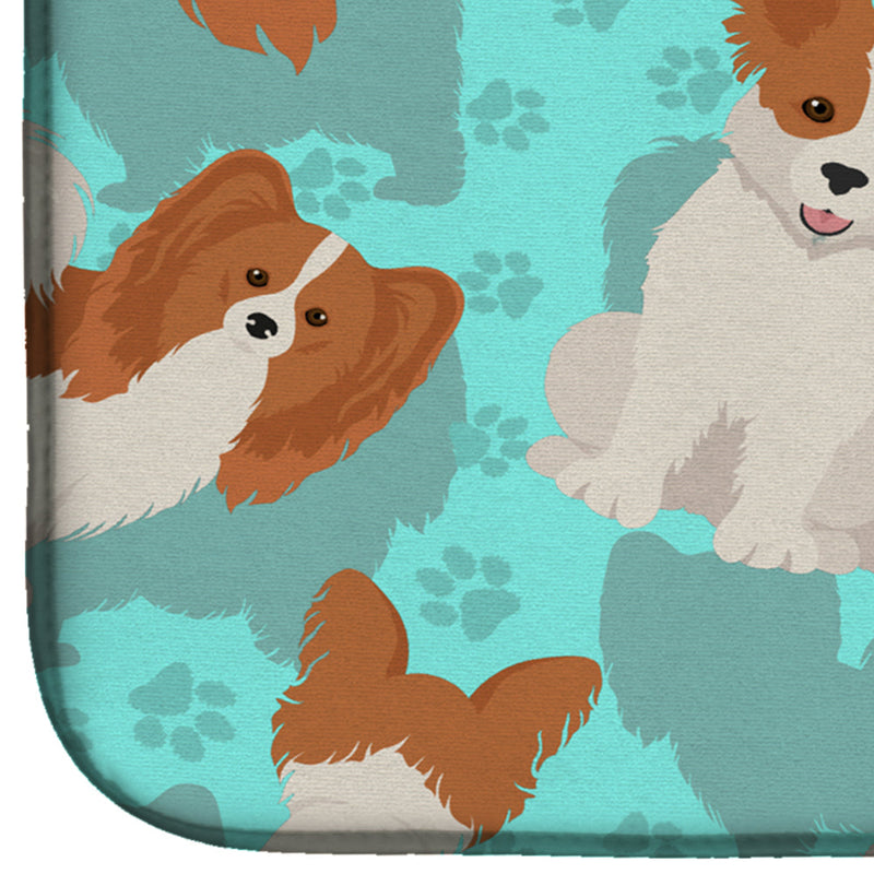 Red and White Papillon Dish Drying Mat – Absorbent, Artistic Kitchen Essentials