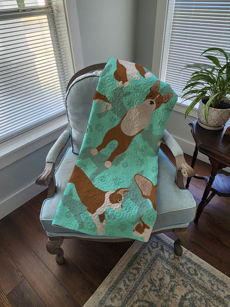 Red Boston Terrier Quilted Blanket 50x60