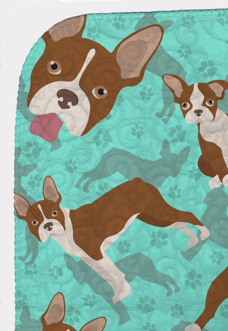 Red Boston Terrier Quilted Blanket 50x60