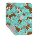 Red Boston Terrier Quilted Blanket 50x60 Artwork Pattern Quilted Throw Blanket for Bed, Couch, Sofa, Soft and Lightweight