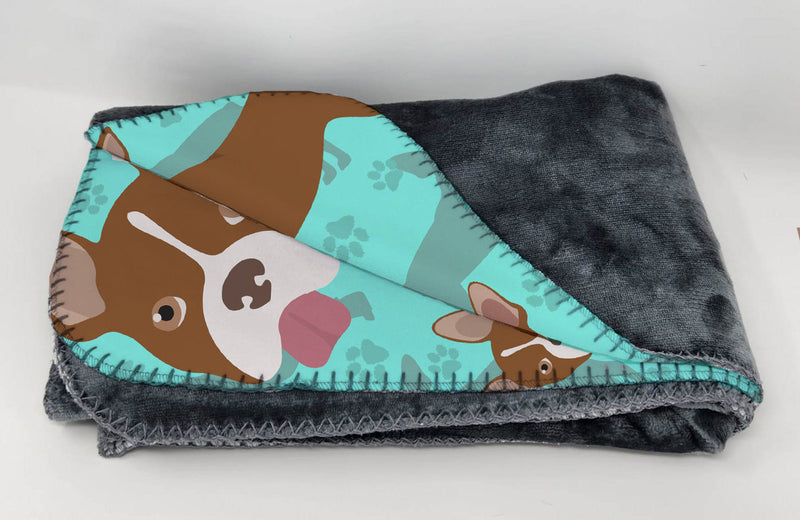 Red Boston Terrier Soft Travel Blanket with Bag