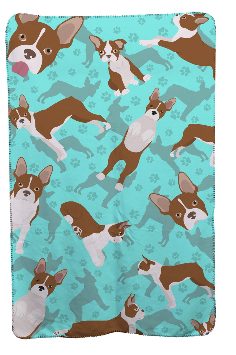 Red Boston Terrier Soft Travel Blanket with Bag