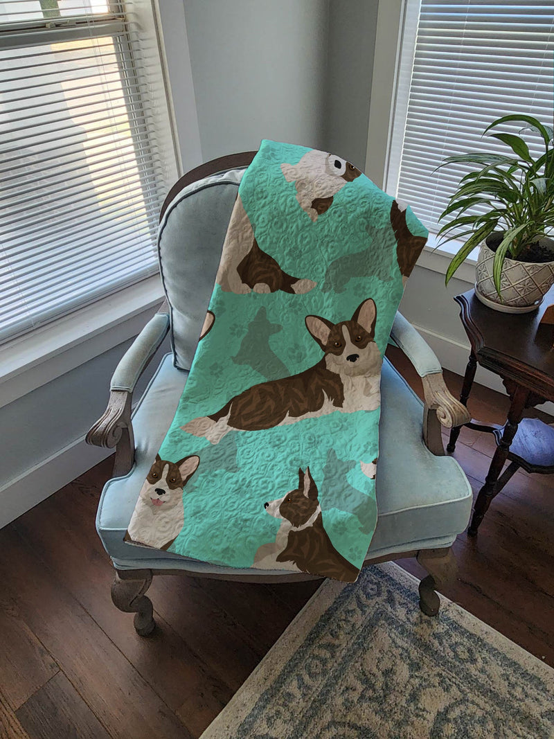 Brindle Cardigan Corgi Quilted Blanket 50x60