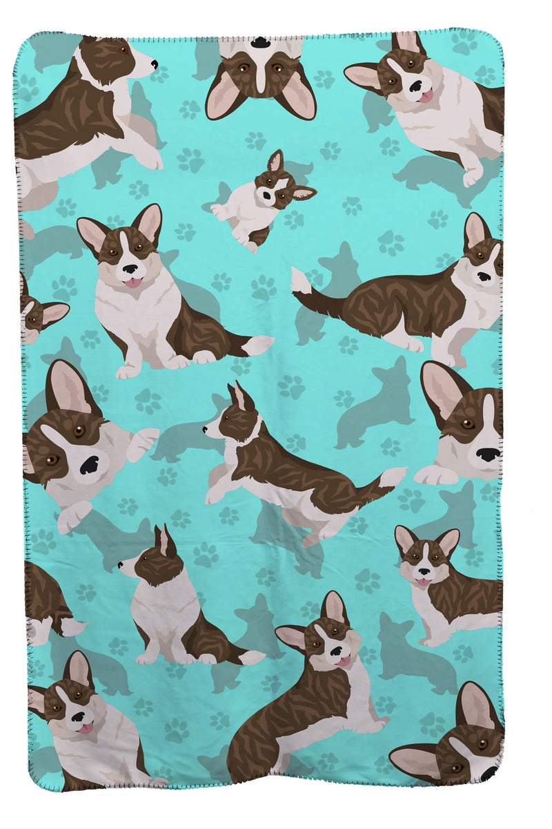 Brindle Cardigan Corgi Soft Travel Blanket with Bag