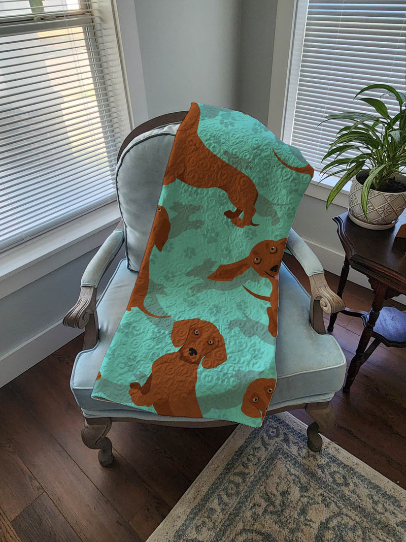 Red Dachshund Quilted Blanket 50x60