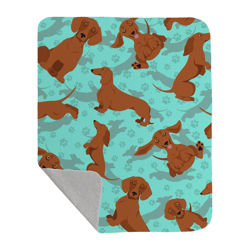 Red Dachshund Quilted Blanket 50x60