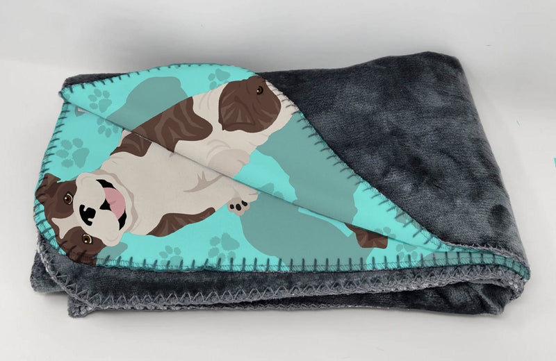 Brindle English Bulldog Soft Travel Blanket with Bag