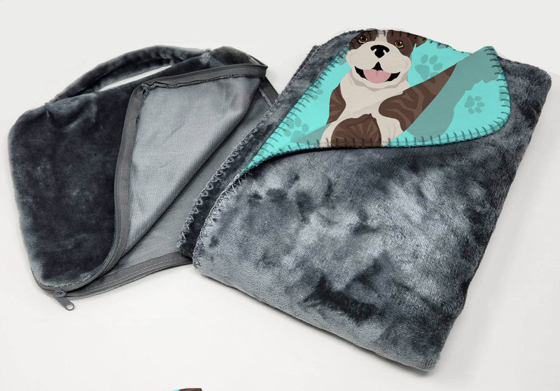 Brindle English Bulldog Soft Travel Blanket with Bag