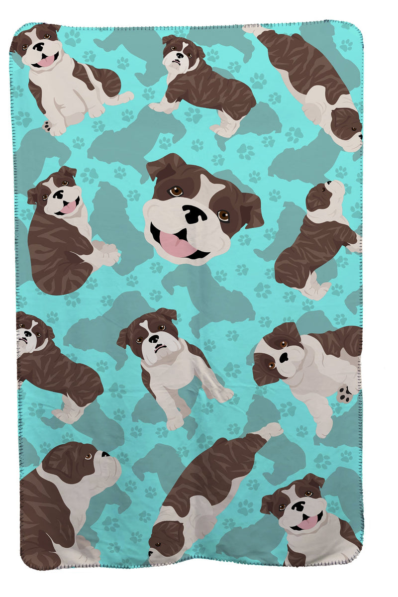 Brindle English Bulldog Soft Travel Blanket with Bag