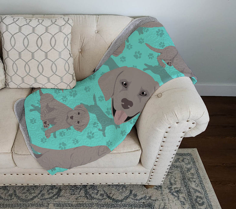 Grey Labrador Retriever Quilted Blanket 50x60