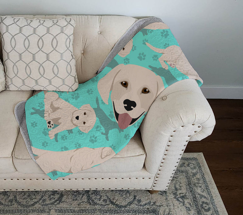 White Cream Labrador Retriever Quilted Blanket 50x60