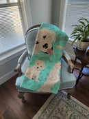 White Cream Labrador Retriever Quilted Blanket 50x60 Artwork Pattern Quilted Throw Blanket for Bed, Couch, Sofa, Soft and Lightweight