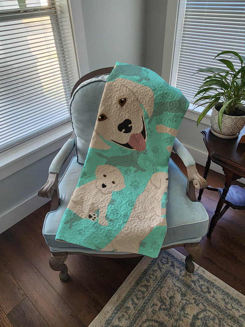 White Cream Labrador Retriever Quilted Blanket 50x60