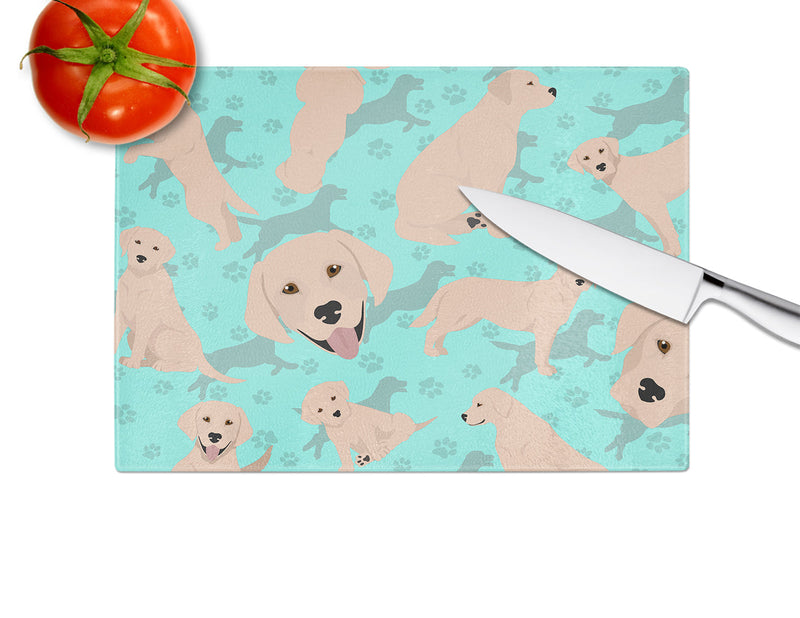 Yellow Labrador Retriever Glass Cutting Board Large