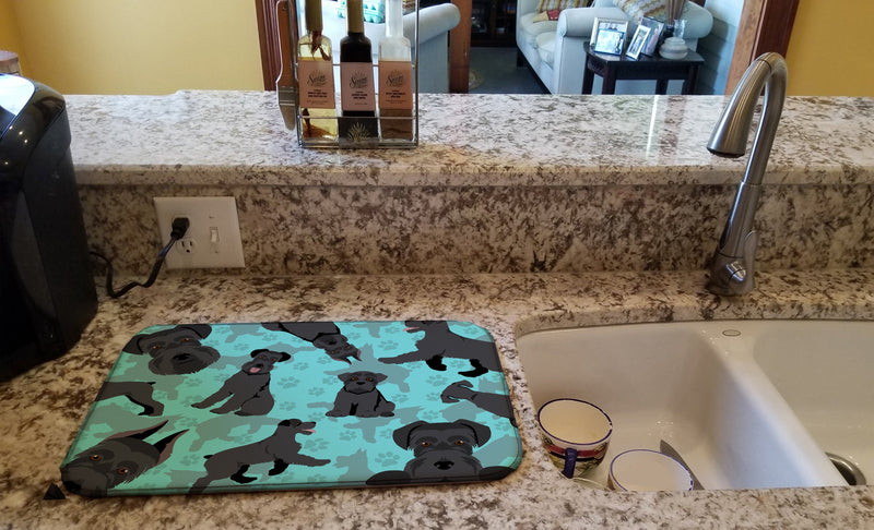 Black Schnauzer Dish Drying Mat – Absorbent, Artistic Kitchen Essentials