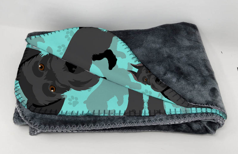 Black Schnauzer Soft Travel Blanket with Bag