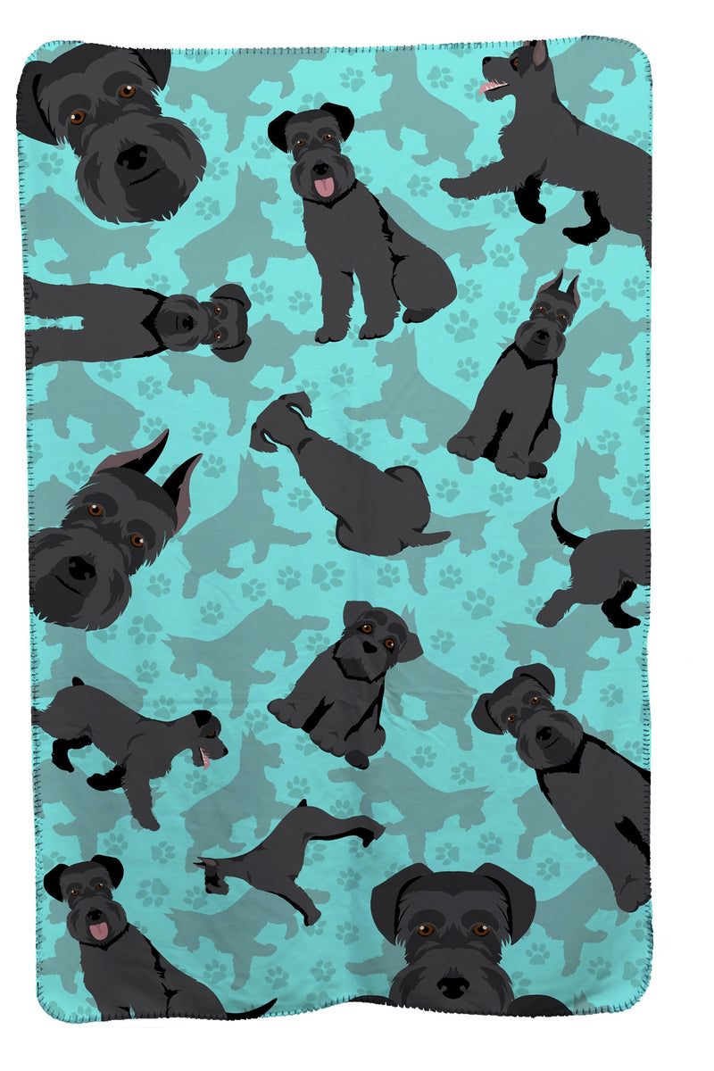 Black Schnauzer Soft Travel Blanket with Bag