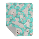 White Standard Poodle Quilted Blanket 50x60 Artwork Pattern Quilted Throw Blanket for Bed, Couch, Sofa, Soft and Lightweight
