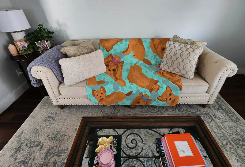 Red Yorkie Quilted Blanket 50x60